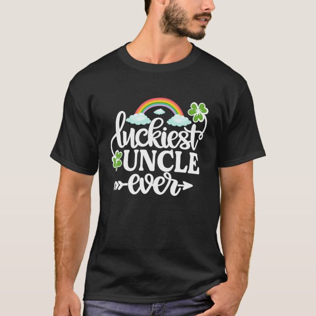 Camiseta Luckiest Uncle Ever   St Patrick's Day Shamrock (Frente)