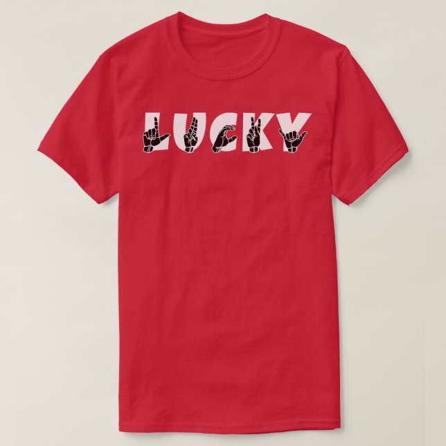 Camiseta LUCKY ASL - Linguagem de Sinal Design 1 (Frente do Design)