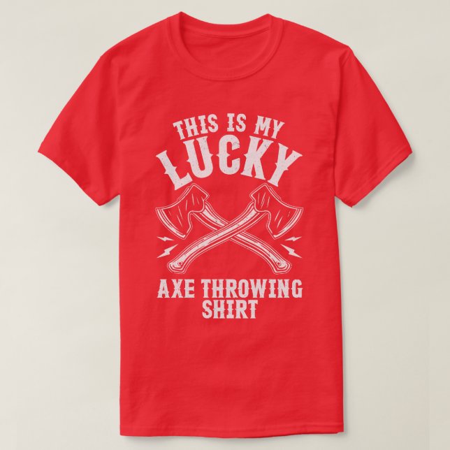 Camiseta Lucky Ax Jogando Hatchet Engraçado (Frente do Design)