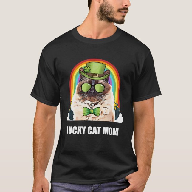 Camiseta Lucky Balinese Javanese Cat Mom St Patricks Day (Frente)