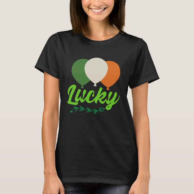 Camiseta Lucky Balloons Irish Flag C Shamrock (Frente)