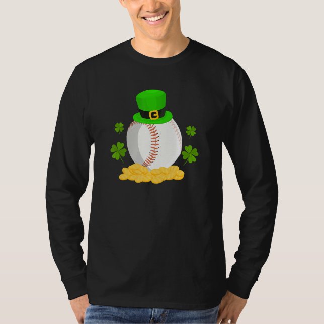 Camiseta Lucky Baseball Leprechaun Hat Pile Golden Coins Ir (Frente)