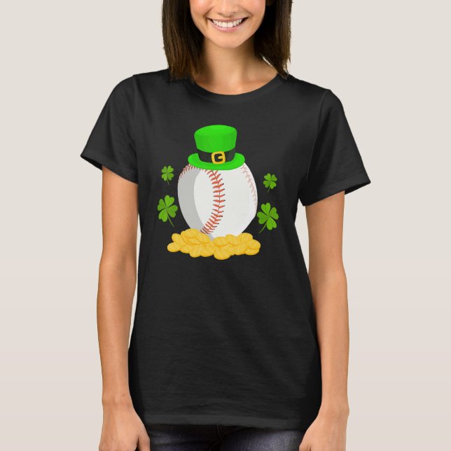 Camiseta Lucky Baseball Leprechaun Hat Pile Golden Coins Ir (Frente)