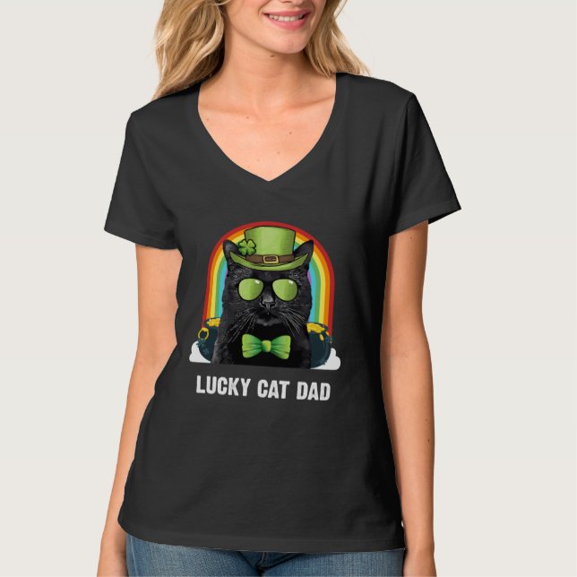 Camiseta Lucky Bombay Cat Dad St Patricks Day (Frente)