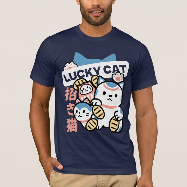 Camiseta Lucky Cat Art – Maneki Neko with Gold Coin (Frente)