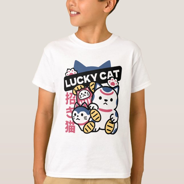Camiseta Lucky Cat Maneki Neko – Japanese Fortune Cat  (Frente)