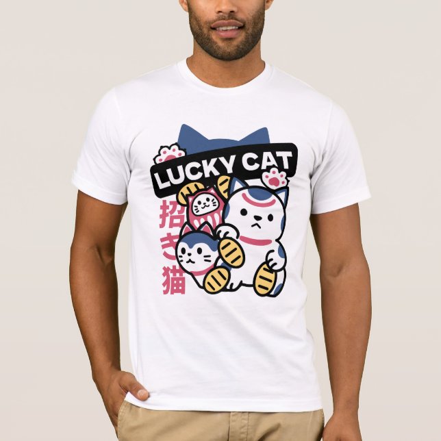 Camiseta Lucky Cat Maneki Neko – Japanese Fortune Cat  (Frente)