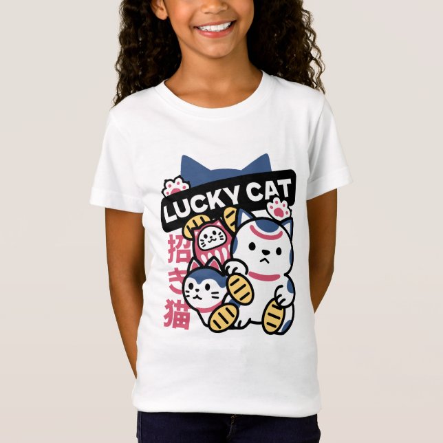 Camiseta Lucky Cat Maneki Neko – Japanese Fortune Cat  (Frente)