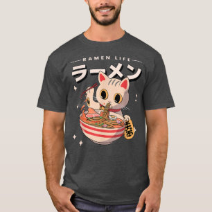 Camiseta Lucky Cat Ramen Kawaii Neko Noodles