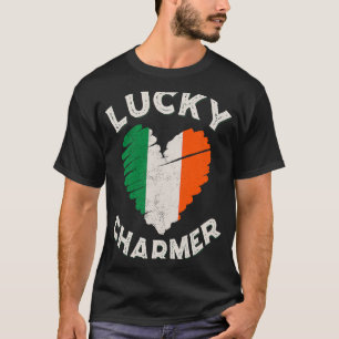 Camiseta Lucky Charmer Grunge Heart Irish Flag Rua de Patri