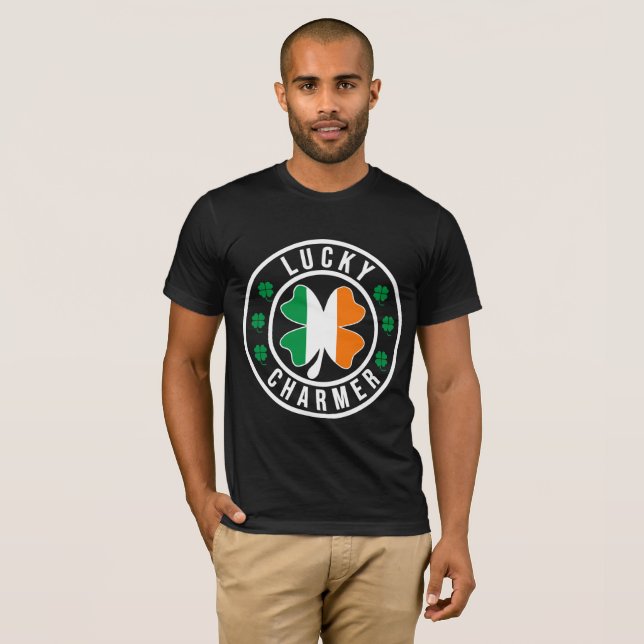 Camiseta Lucky Charmer Irish Flag Shamrock T Shirt (Frente Completa)