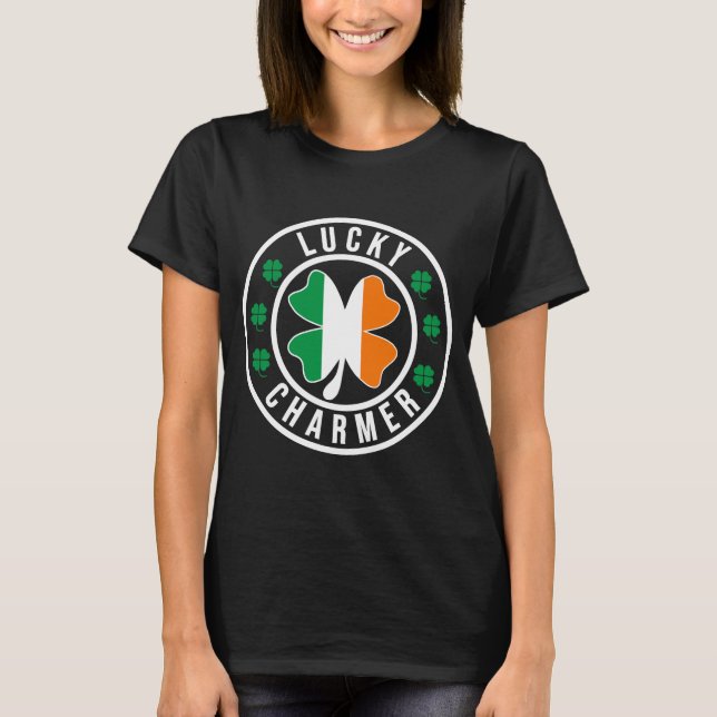 Camiseta Lucky Charmer Irish Flag Shamrock T Shirt (Frente)