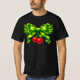 Camiseta Lucky Clover Bow with Cherries Green Design