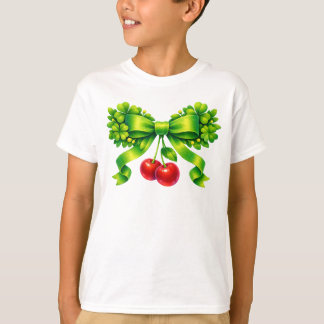 Camiseta Lucky Clover Bow with Cherries Green Design
