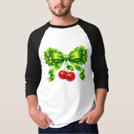 Camiseta Lucky Clover Bow with Cherries Green Design