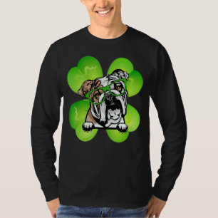 Camiseta Lucky Clover English Bulldog Dia de São Patrício e
