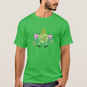 Camiseta Lucky Clover Green Shamrocks Unicorn Girls Rua Pat