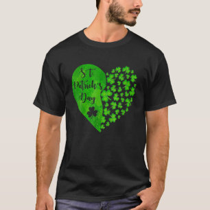 Camiseta Lucky Clover Heart Feliz Rua.Patrick's Day Clover