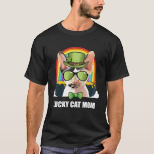 Camiseta Lucky Devon Rex Cat Mãe Dia de São Patrício