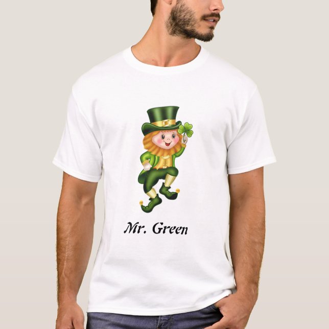 Camiseta Lucky Dia de São Patrício Green Gnomo (Frente)