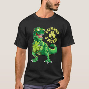 Camiseta Lucky Dino Dia de São Patrício Feliz Rua no Dia