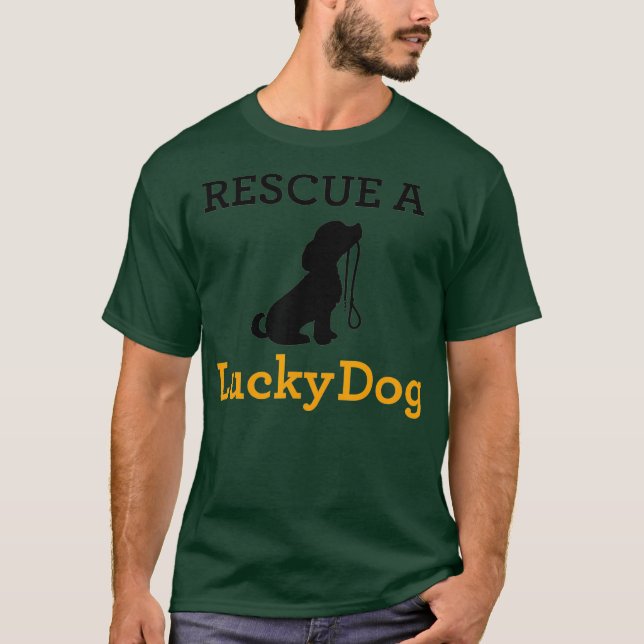 Camiseta Lucky Dog Resgate um Cachorro Sortudo (Frente)