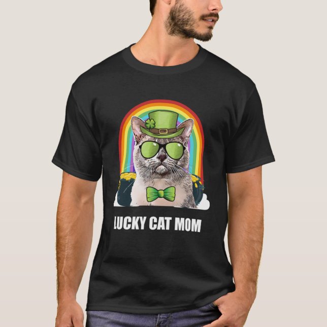Camiseta Lucky European Burmese Cat Mom St Patricks Day (Frente)