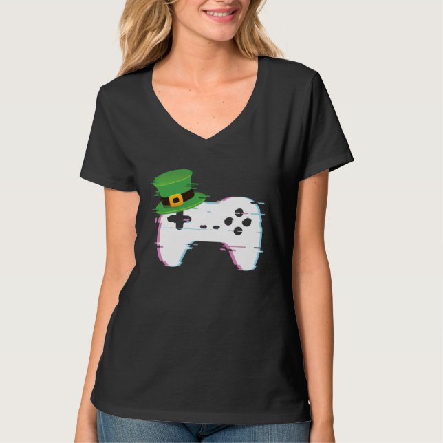 Camiseta Lucky Gamer St Patricks Day Video Games Controller (Frente)