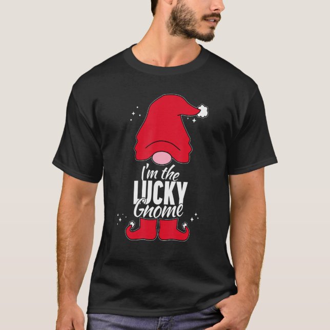 Camiseta Lucky Gnome Matching Family Group Christmas Party  (Frente)