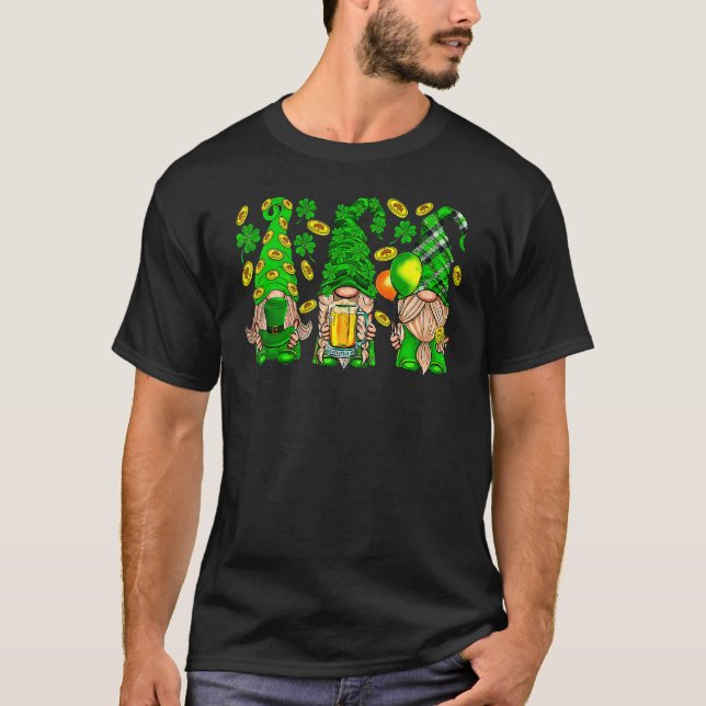 Camiseta Lucky Gnomos Amantes Shamrock Fecha Rua Irlandesa  (Frente)