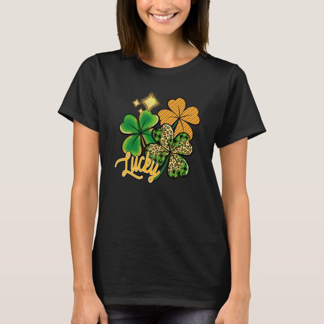 Camiseta Lucky Green Irish Plaid Shamrock St Patrick's Day  (Frente)