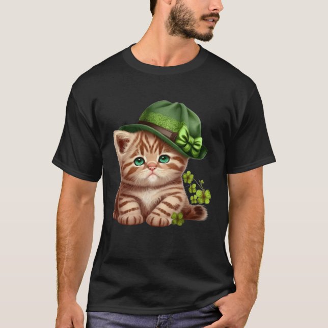 Camiseta Lucky Green Proud Irish St Patricks Day Cat (Frente)