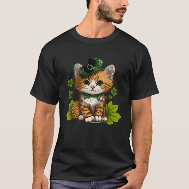 Camiseta Lucky Green Proud Irish St Patricks Day Cat (Frente)