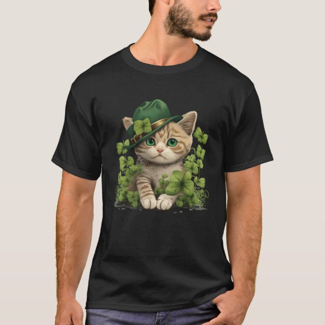 Camiseta Lucky Green Proud Irish St Patricks Day Cat  1 (Frente)