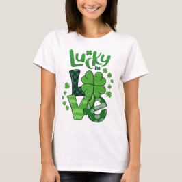 Camiseta Lucky In Love St. Patrick's Day Patterned Shamrock
