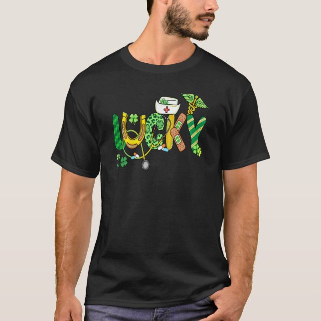 Camiseta Lucky Irish Nurse Stethoscope Scrub St Patricks Da (Frente)