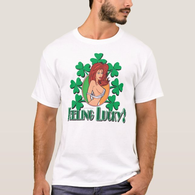 Camiseta Lucky Irish Pinup/Rua. Dia de Patrick (Frente)