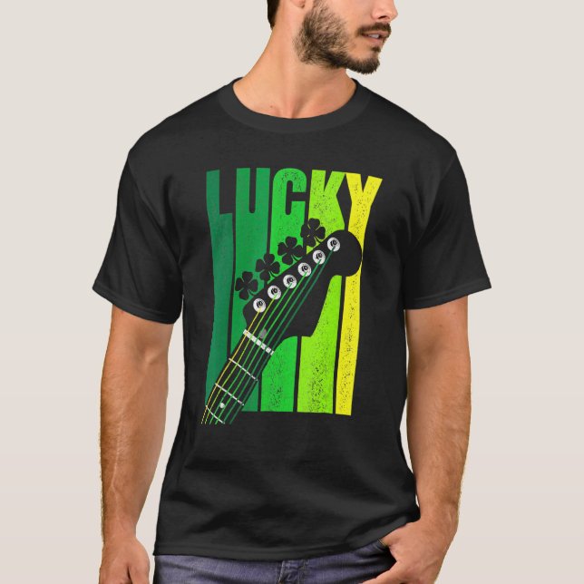 Camiseta Lucky Irish Shamrock Guitar For Guitarist St Patri (Frente)