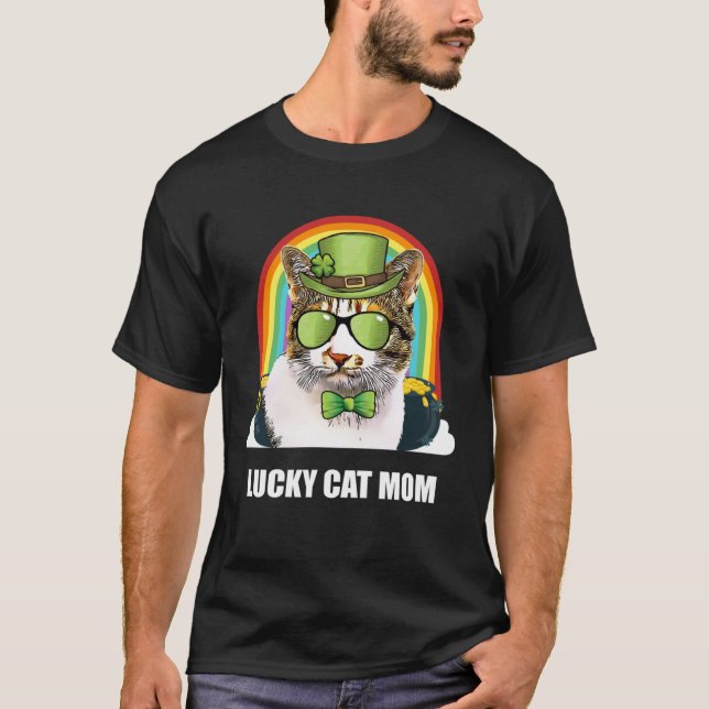 Camiseta Lucky Japanese Bobtail Cat Mom St Patricks Day (Frente)