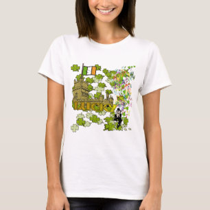 Camiseta Lucky Leprechaun e seu Castelo Irlandês