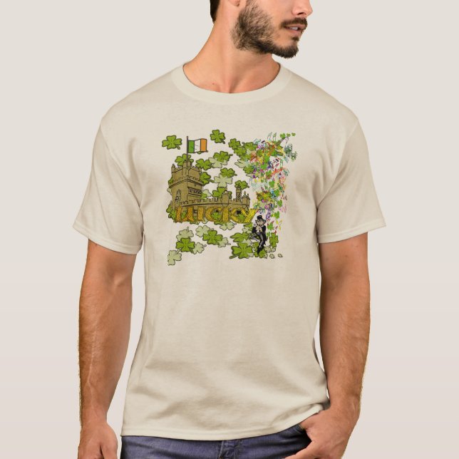 Camiseta Lucky Leprechaun e seu Castelo Irlandês (Frente)