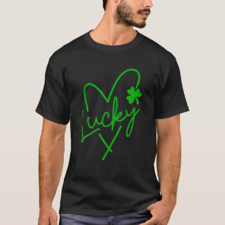 Camiseta Lucky Love Heart Shamrock Clover Womens Green