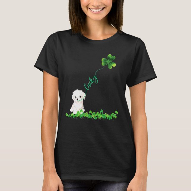 Camiseta Lucky Maltês Rua De Shamrock Patrick Day T Para Wo (Frente)