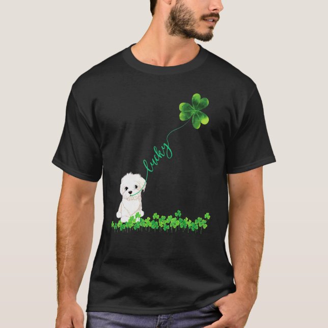 Camiseta Lucky Maltês Rua De Shamrock Patrick Day T Para Wo (Frente)