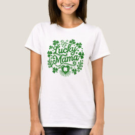 Camiseta Lucky Mama Dia de São Patrício mulheres bonitinhas