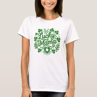 Camiseta Lucky Mama Dia de São Patrício mulheres bonitinhas