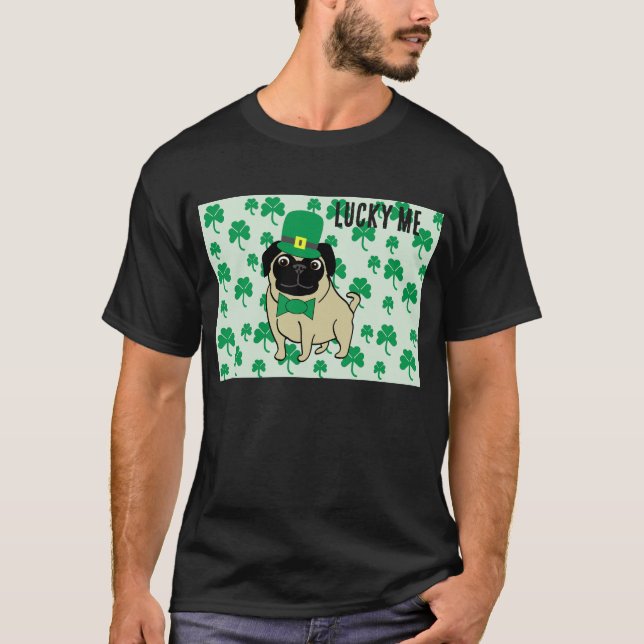 Camiseta Lucky Me -Pug St. Patrick’s Day (Frente)