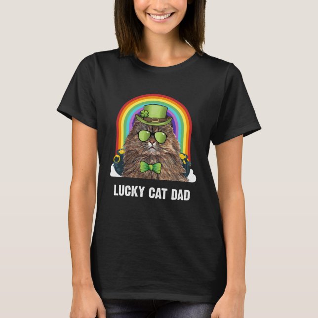 Camiseta Lucky Persian Cat Dad St Patricks Day (Frente)