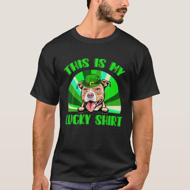 Camiseta Lucky Pitbull Shamrock Dia de São Patrício Toddler (Frente)