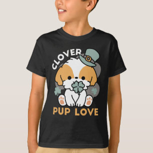 Camiseta Lucky Pup com Clover - Rua. Presente no Dia de Pat